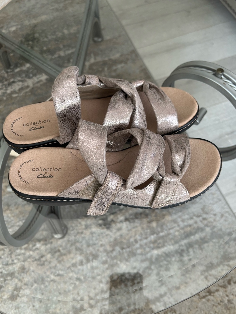 Clarks Metalic Slide Sandals 7.5 W